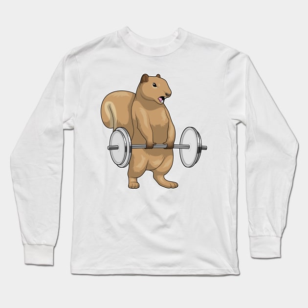 Squirrel Bodybuilding Dumbbells Long Sleeve T-Shirt by Markus Schnabel